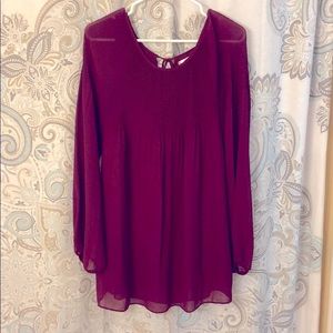 Maroon Max Studios blouse with tie beck detail.